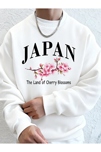 Tarzsokak جايبونيا تشيري فلاورز كانتري مطبوع سويت شيرت رجالي بغطاء رأس للخريف...