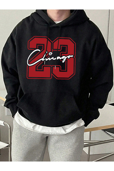 Tarzsokak تي شيرت شيكاغو رقم 23 مطبوع عليه إبداعات للرجال بغطاء رأس قطعة ناعم...