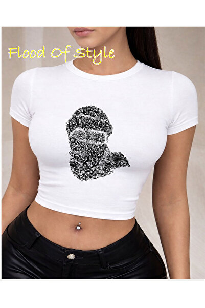 Flood Of Style Λευκό μπλουζάκι Babby με μοτίβο σάλιου στην κεφαλή Ειδικό σχέδιο