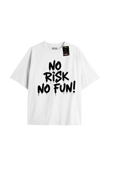 Flood Of Style Λευκό μπλουζάκι oversized norisknofun Ειδικό σχέδιο