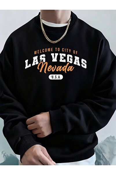 Tarzsokak مرحبًا بكم في لاس فيغاس نيفادا مطبوع سويت شيرت رجالي شتوي صوف الفلي...