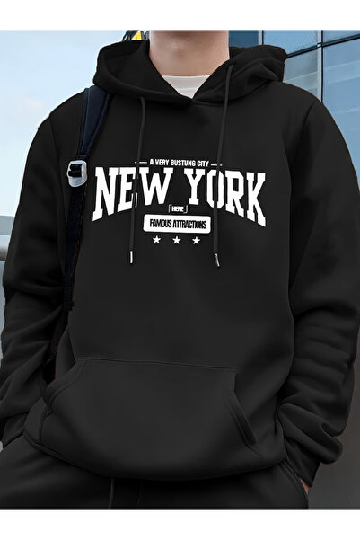 Tarzsokak نيويورك بستلينج سيتي مطبوع تي شيرت رجالي شتوي كبير الحجم بغطاء رأس ...