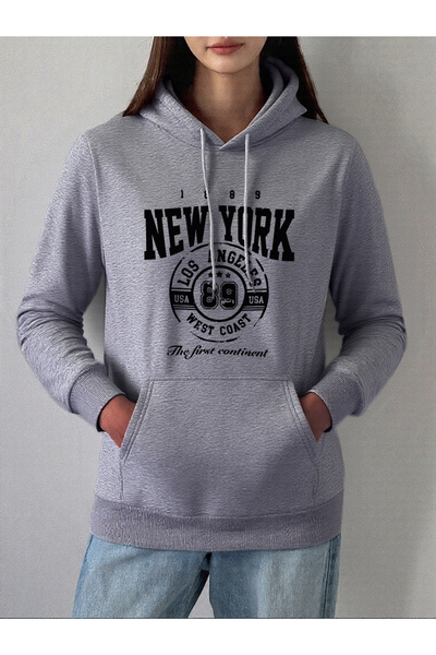 NOISSEY نيويورك ويست كوست برينت بغطاء رأس لارز سويت شيرت نسائي شتوي صوف الفلي...