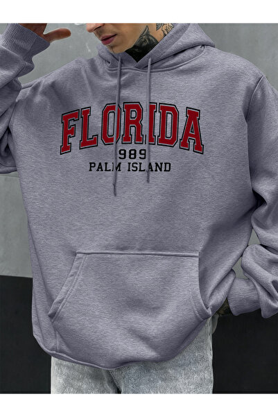 Tarzsokak فلاوريدا 1989 بالم آيلاند مطبوع سترة رجالية بقلنسوة مريحة كبيرة الح...