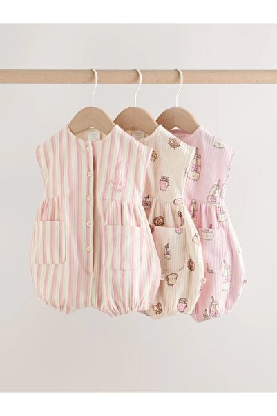 Next Baby Pembe Milk Club Bebek Tulumları 3'lü Paket