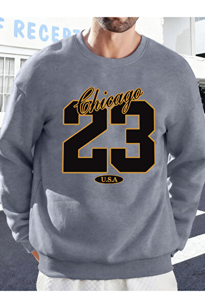 Tarzsokak سترة شيكاغو رقم 23 الأمريكية للرجال، سترة ناعمة صوف الفليس برقبة دا...