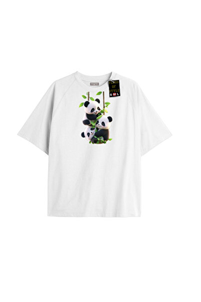 Flood Of Style Panda albi supradimensionat tricou Design special