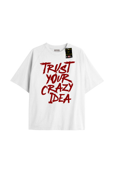 Flood Of Style Λευκό μπλουζάκι oversized με ιδιαίτερο σχέδιο