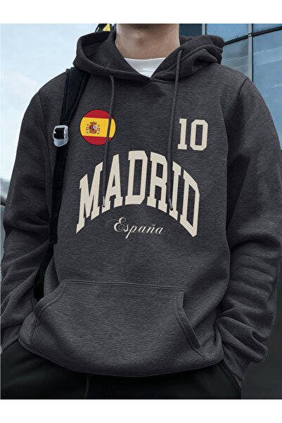 Tarzsokak طباعة حروف علم مدريد إسبانيا K بغطاء رأس ar للرجال شتاء P صوف الفلي...