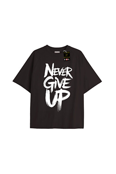Flood Of Style Negru supradimensionat tricou nevergiveup Design personalizat