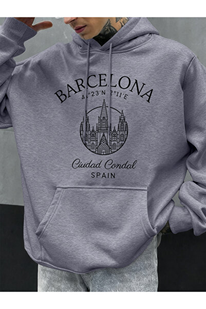 Tarzsokak هودي رجالي من برشلونة سي ديزاين مقاس كبير صوف الفليس بغطاء رأس لار ...