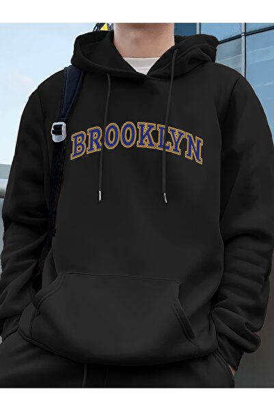 Tarzsokak تي شيرت بروكلين كرييتيف ليتر مطبوع للرجال شتاء صوف الفليس هودي دافئ...