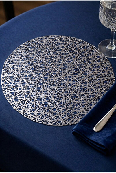 zyntech 6’lı Gümüş Renk Örgü Desenli Şık Amerikan Servis Supla Takımı