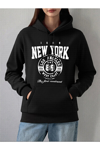 NOISSEY نيويورك ويست كوست برينت بغطاء رأس لارز سويت شيرت نسائي شتوي صوف الفلي...