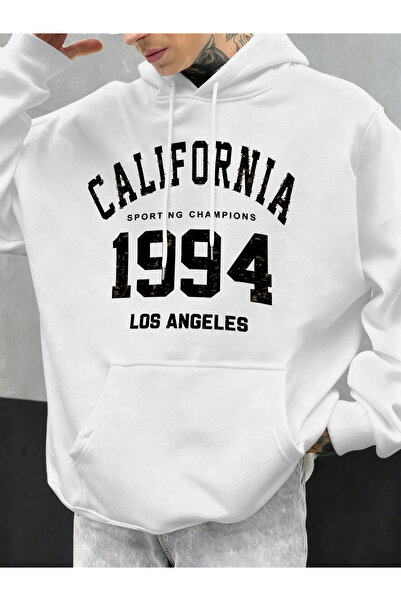 Tarzsokak هوديز مطبوع عليه حروف كاليفورنيا 1994 للرجال موضة الخريف بجيب على ش...