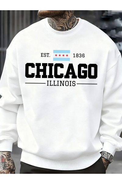 Tarzsokak سترة شيكاغو إلينوي مطبوع للخريف للرجال ملابس ناعمة سترة الشارع كبير...