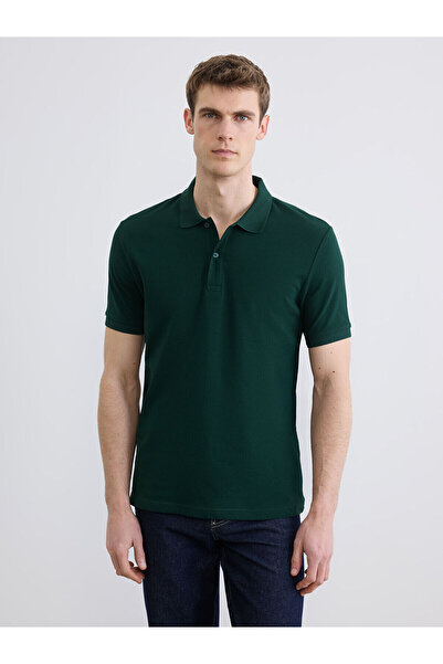 LC Waikiki Tricou verde pentru bărbați cu guler polo