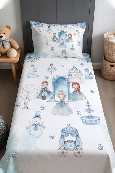 EVPANYA حكاية الشتاء منقوش غطاء سرير وغطاء الوسادة