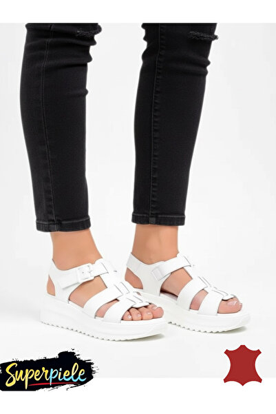 ANGEL BLUE Sandale dama piele naturala cu inchidere scai si talpa groasa