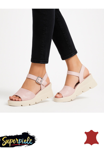 ANGEL BLUE Sandale dama piele naturala cu talpa groasa si inchidere catarama