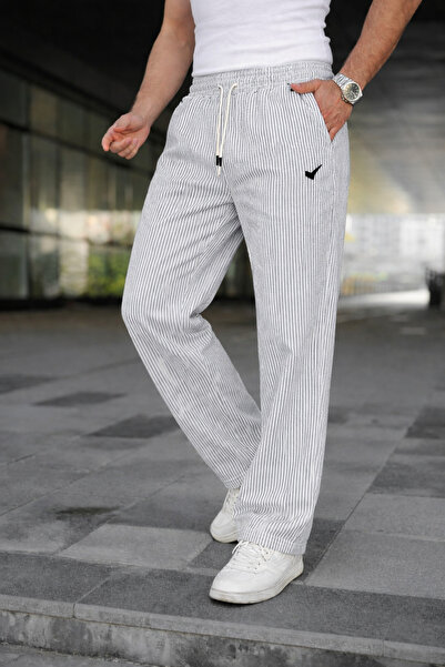 comstar Muške trendi elastične Prugasto široke sive trenirke