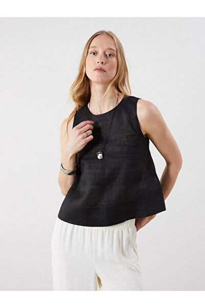 LC Waikiki Peak New Season Crew Neck 100% Linen Blouse