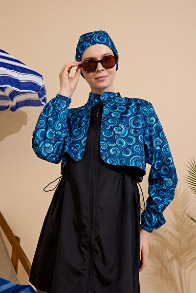 GAVLİA Women's Hijab Swimsuit 4-Piece Set Full Coverage Zippered..