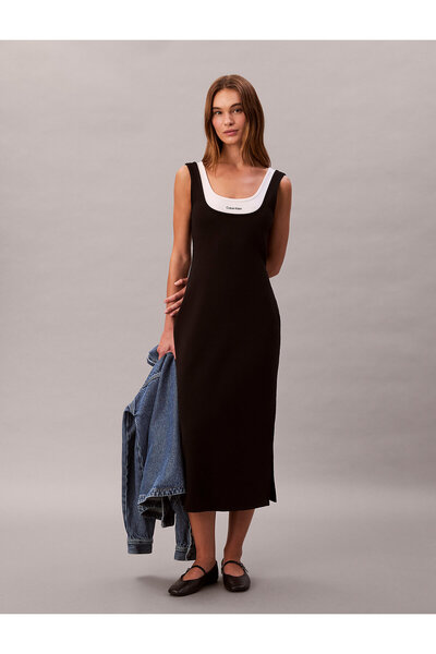 Calvin Klein Contrast Layer Midi Dress