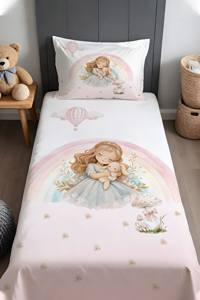 EVPANYA الأميرة النائمة والأرنب منقوش غطاء سرير وغطاء وسادة