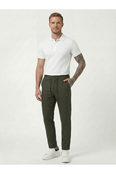 TKT Men's Khaki Jogger Pants Striped Trousers with Front Pockets, Zipper and ...