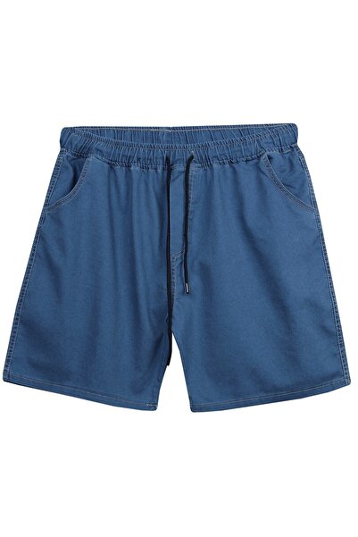 marufshop Men's L Stretch Fabric Lace-Up Denim Shorts Blue, Suitable for Larg...