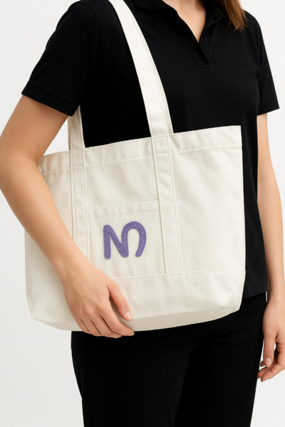 MioArt Bez Plaj Bag Si – Thick Fabric, Orange Lined , Shoulder Strap,