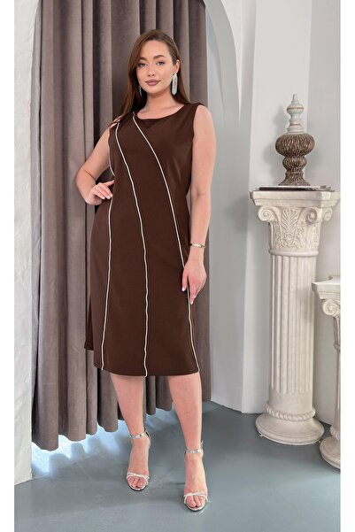 Butik Nilyam Rochie de seară midi elastică, fără mâneci, cu decolteu mare, cu...