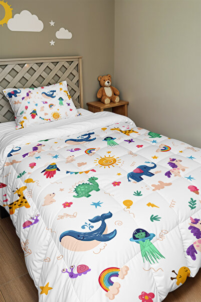 EVPANYA Fun Safari Patterned Single Duvet and Pillowcase