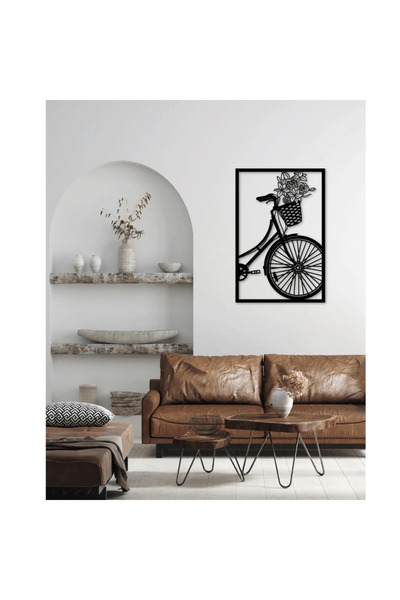 ReklamX Nostaljik Çiçekli Bisiklet Ahşap Duvar Tablosu - Modern Lazer Kesim 3...