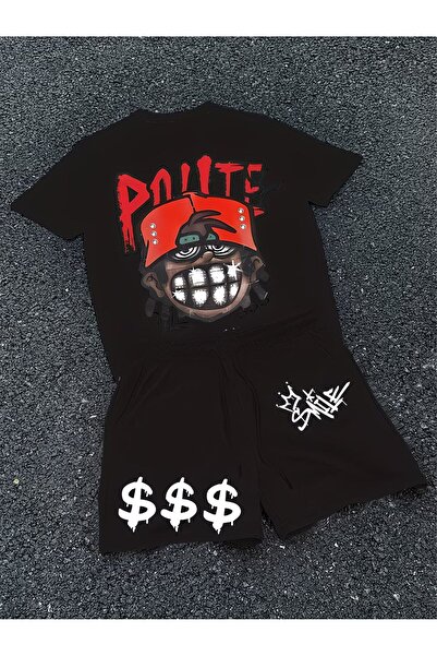 macklin Unisex Poute Smile Printed Special Design Oversized T-Shirt and Short...