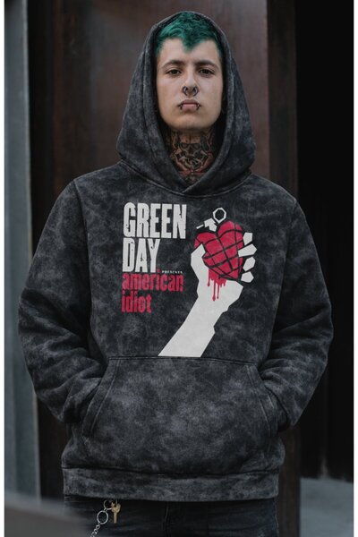 Fuddy Moda Unisex oversized Green Day American Idiot με τύπωμα με κουκούλα Πλ...