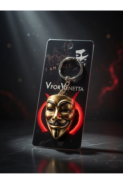 Natavanbutık ⚜️   V for Vendetta Gold Keychain 🕵️ ‍ ♂️   Keychain