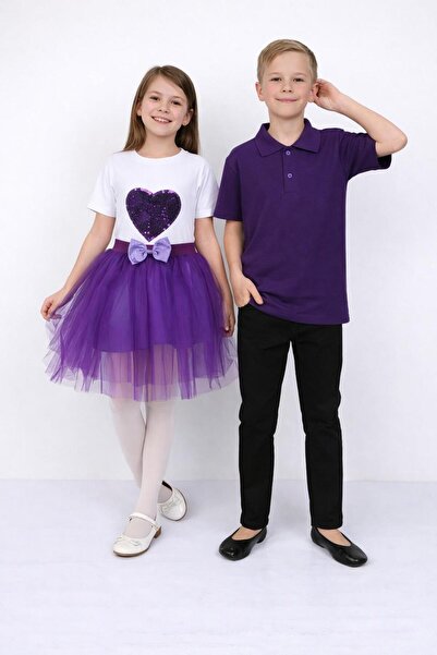 Nacar Çocuk 23 Nisan 29 Ekim tişört tütü etek& Lakost pantolon alt üst takım