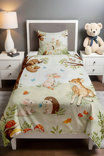 EVPANYA Cute Forest Friends Patterned Single Baby Kids Piqué Set