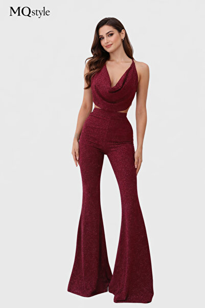 MQ Women's set with a cat-shoulder top, halter neck, and pants (set)