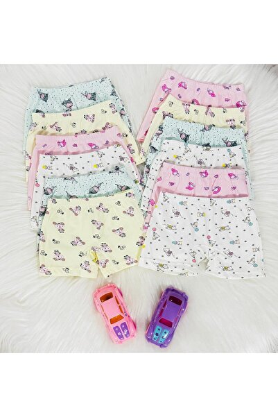 belsa iç giyim Kiz Cocuk 100% Cotton Elastic Boxer Set of 12