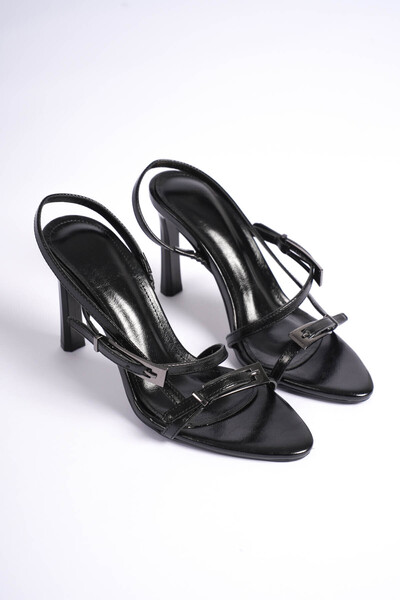 LEVONYA Curea neagră pentru femei Beliz cu cataramă pantofi cu toc