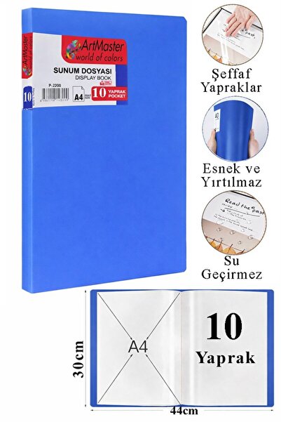 Artmaster Mavi Sunum Dosyası 20 li 1 Adet Poşet Dosyalı Katalog Dosyası 20 Po...