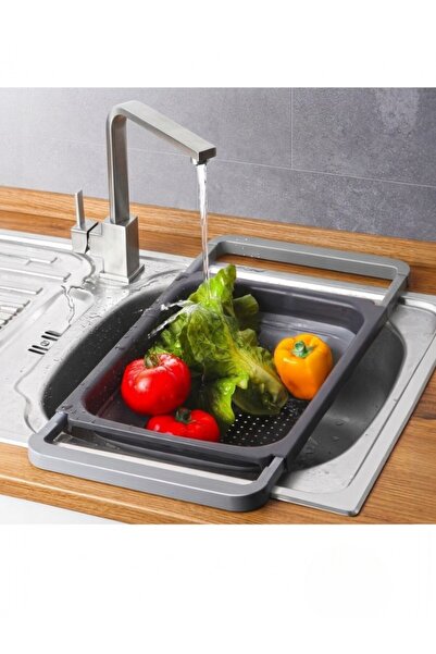 Padilon Silicone Foldable Over-The-Sink Strainer with Adjustable Arms Anthrac...