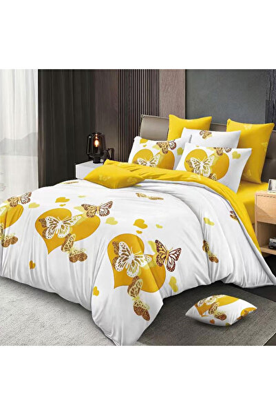 Patul Fine Cotton Linen, Sulphur, Double Bed, 2 Persons, 6 Pieces