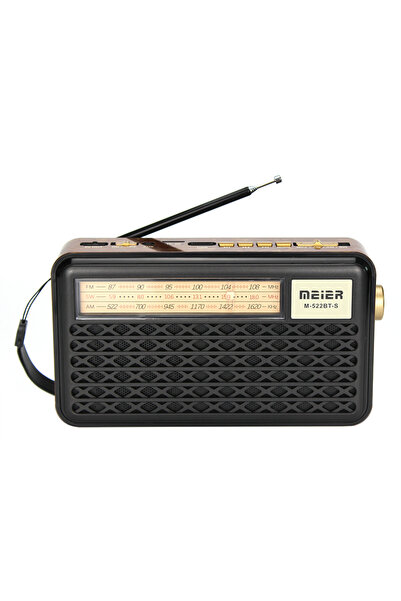 Meier M-522BT-S USB TF Retro Boombox Solar AM FM Radio With Reading Light