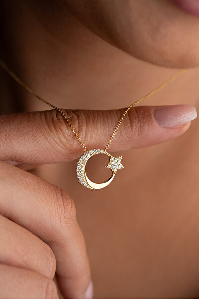 Silvano Jewelry 925 Ayar Gümüş Altın Kaplama Ayyıldız Kolye