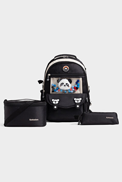 Relaxion Rlx-1940 Set of 3 Children's Primary School Lunch Box with Pen Holde...