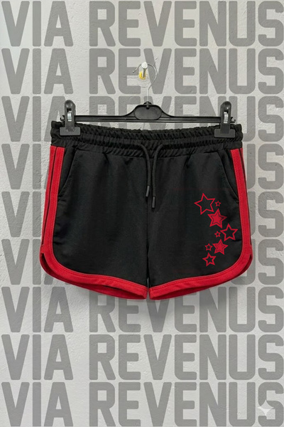 Vordevia Star Printed Piped Detail Custom Jersey Fabric Casual Sports Shorts